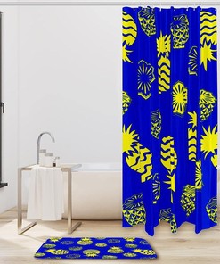 Coastal Blue Pineapples Shower Curtain for Bathroom Decor
