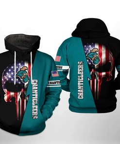 Coastal Carolina Chanticleers Ncaa Us Flag Skull 3D All Over Print Hoodie - Zip-Up Hoodie