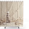 Coastal Fishing Net Marine Beach Theme Bath Curtain with Starfish and Seashell Elements for Your Nautical Bathroom Dcor