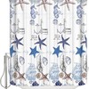 Coastal Marine Life Blue Starfish and Seashells Red Vow Chic Shower Curtain for Bathroom Decor