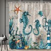 Coastal Marine Life Shower Curtain, Seahorse Octopus Turtle Anchor Sea Life Bath Decoration