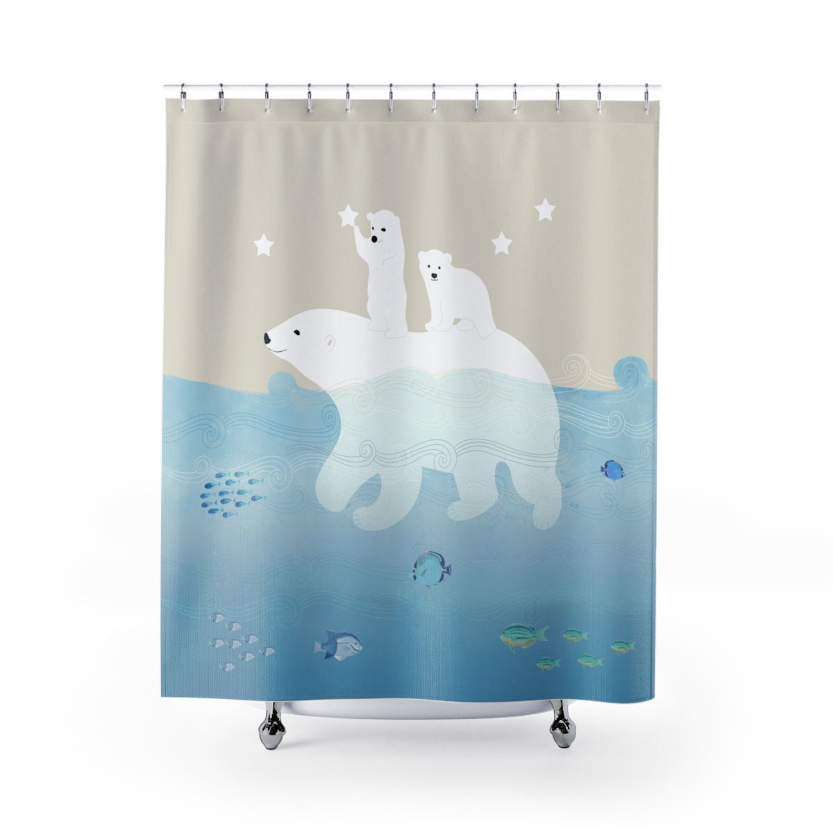 Coastal Polar Bears Shower Curtain for a Beach Cottage Feel