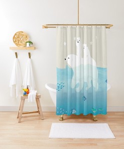 Coastal Polar Bears Shower Curtain for a Beach Cottage Feel