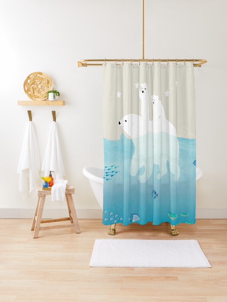 Coastal Polar Bears Shower Curtain for a Beach Cottage Feel