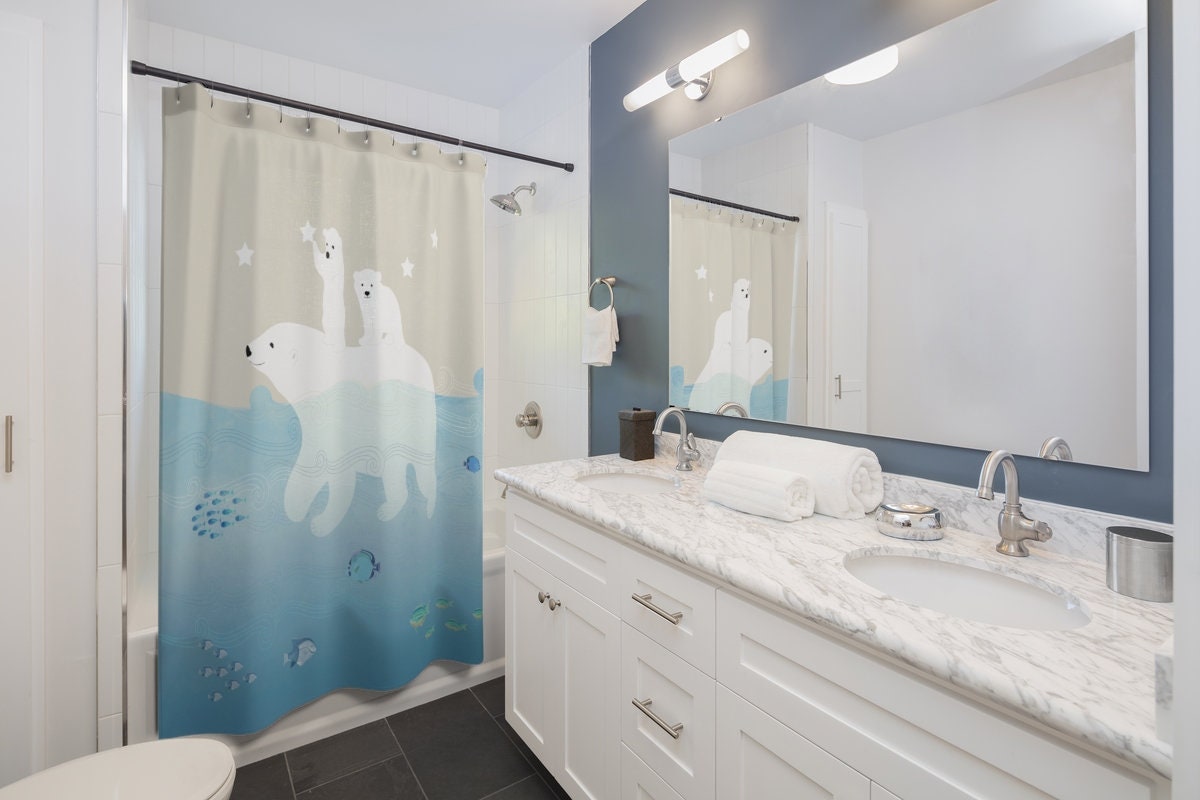 Coastal Polar Bears Shower Curtain for a Beach Cottage Feel