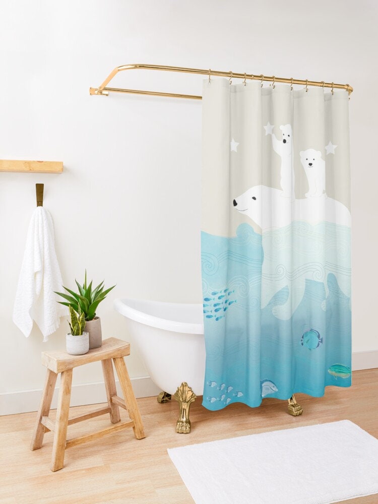 Coastal Polar Bears Shower Curtain for a Beach Cottage Feel