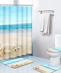 Coastal Sea Seashell Durable Waterproof Landscape Shower Curtain