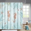 Coastal Seaside Boho Shower Curtain, Seahorse, Starfish And Coral Prints, Beach Ocean Bathroom Decor