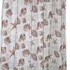 Coastal Shells Fabric Shower Curtain in Coral Orange Beige with Postal Theme 
