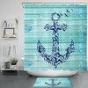 Coastal Teal Rustic Planks Anchor Shower Curtain for Seaside Feel
