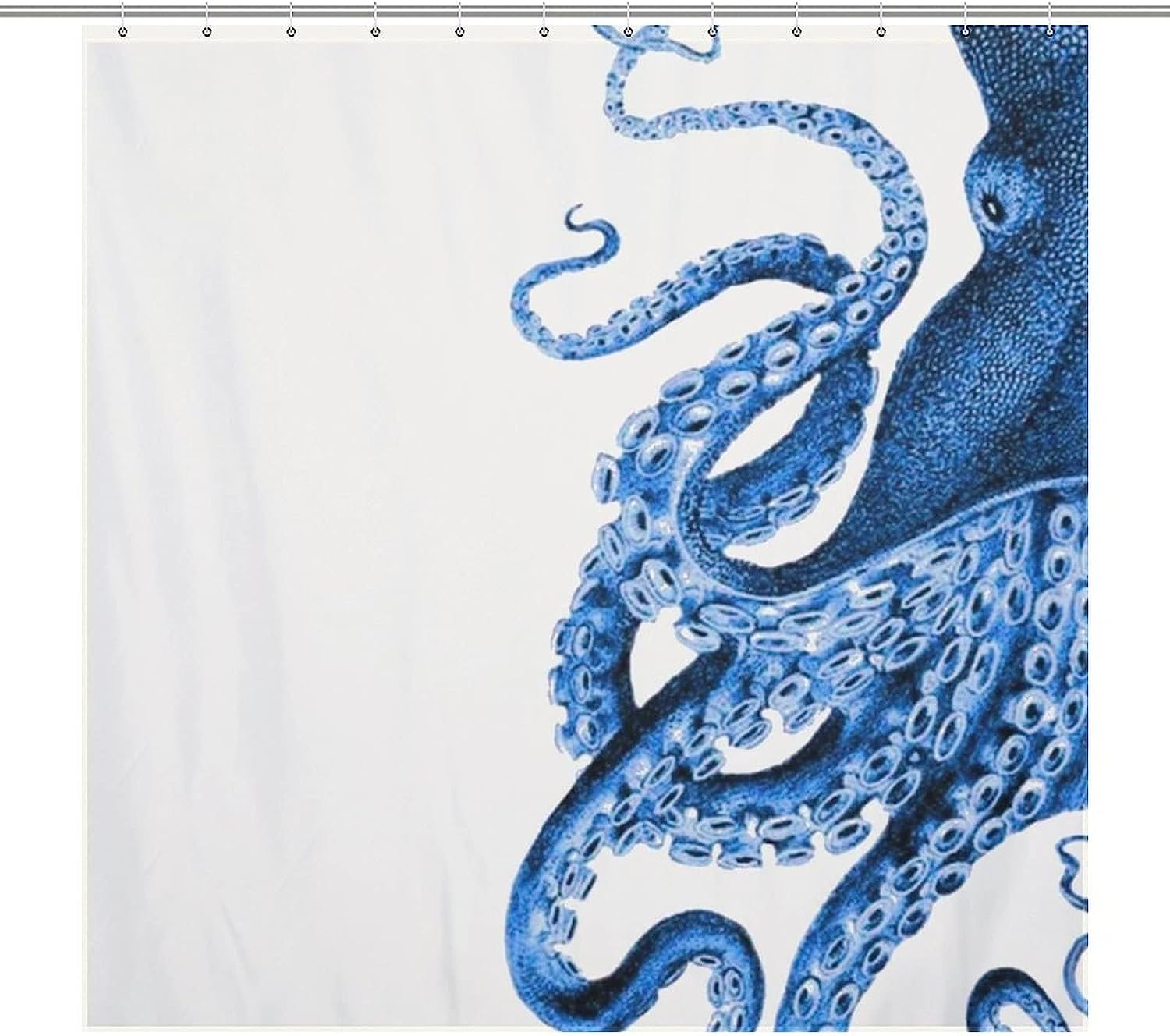 Coastal and Machine Washable Octopus Silhouette Shower Curtain.