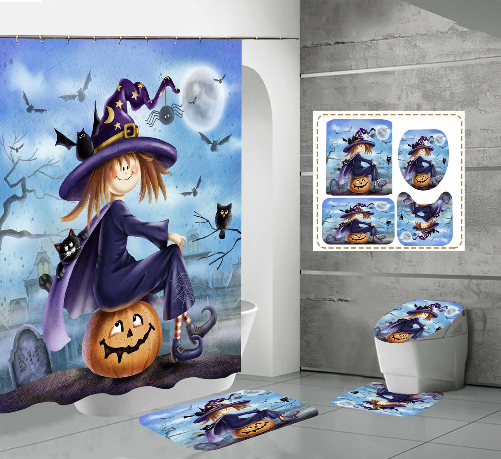 Cobweb And Ghost Halloween Shower Curtain - Cute And Spooky Design