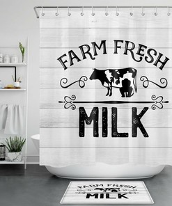 Cock Butterfly Shower Curtain Farmhouse Animals Cow Sunflower 