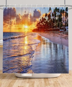 Coconut Tree Beach Shower Curtain For A Natural Bathroom Look