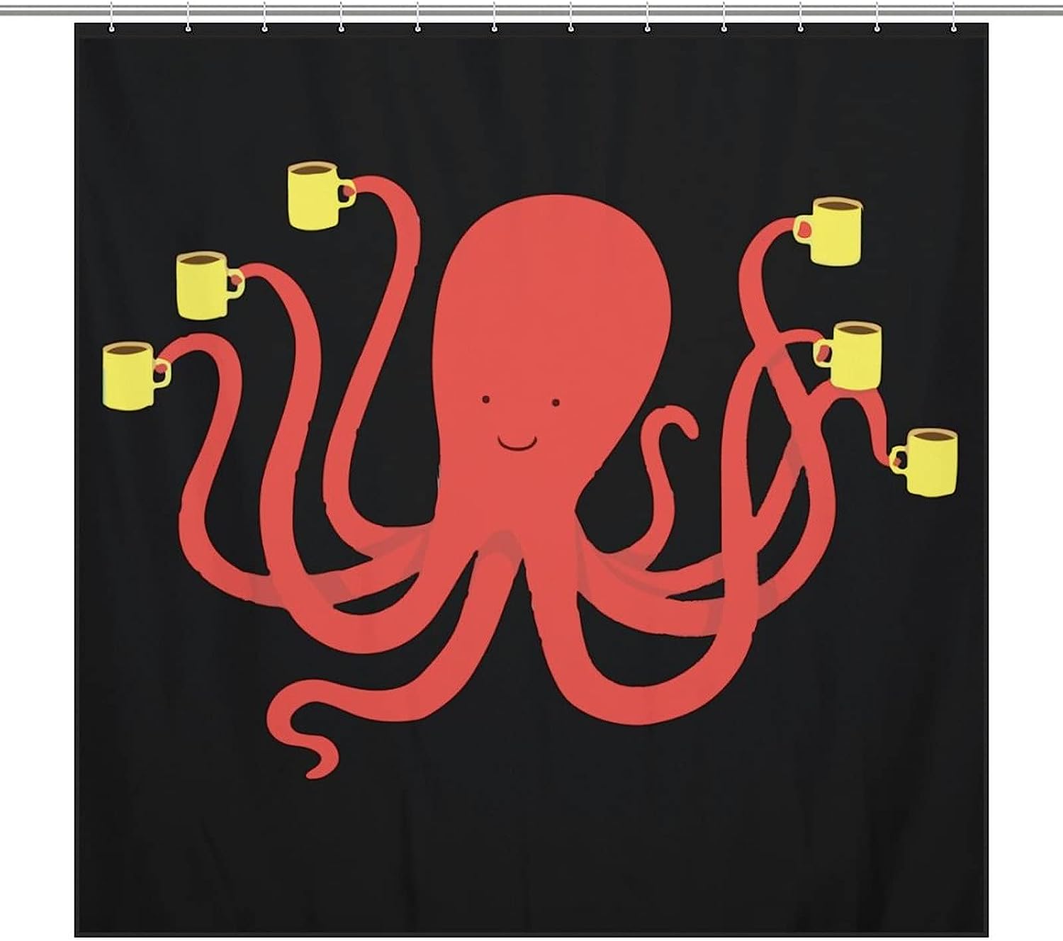 Coffee Octopus Shower Curtain For Bathroom With Print Design For Coffee Lovers