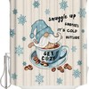 Coffee Theme Snowflake Gnome Shower Curtain For Cozy Bathroom Decor