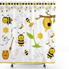 Collage Shower Curtain With Flying Bees Daisy Honey Chamomile Flowers Pollen Springtime Animal Print For Bathroom Decor
