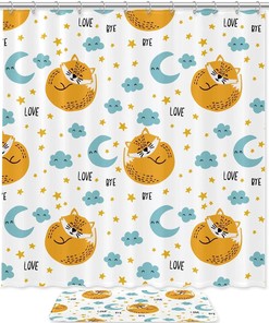 Collapse Foxes Blue Moon Cloud Stars, Waterproof Shower Curtain For Bathroom