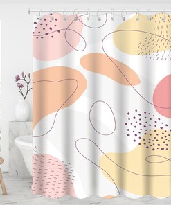 Color Block Shower Curtain With Geometry Pattern For Boho Bathroom Decor