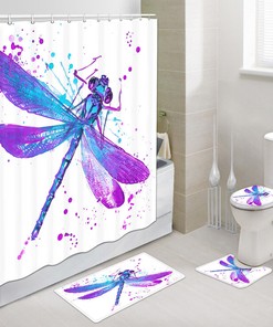 Color Drawing Dragonfly Shower Curtain For Nature Inspired Bathroom