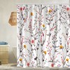 Color Flowers Green Branches Shower Curtain With Modern Fabric For Bathroom Decor