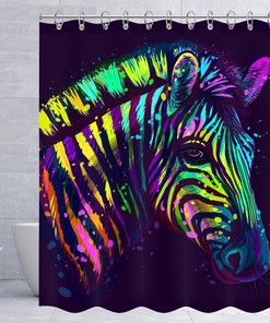 Color Horse Shower Curtain Featuring Animal Prints For Equestrian Bathroom