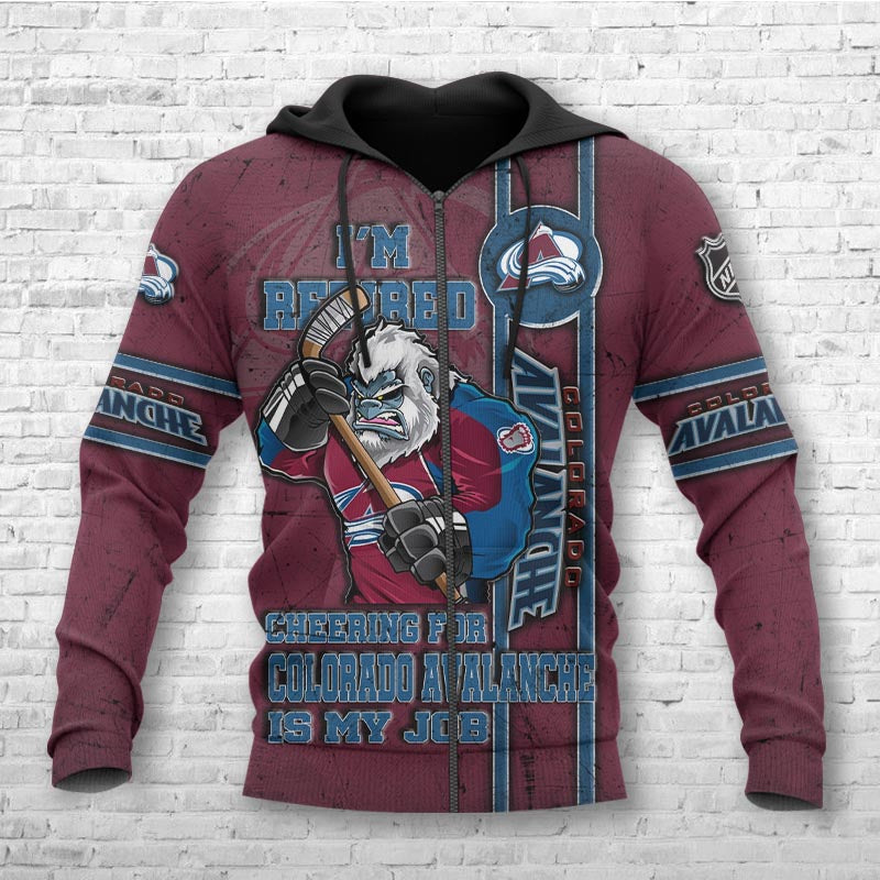 Colorado Avalanche Hoodies - I'M Retired With All Over Print Design