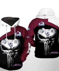 Colorado Avalanche Skull Punisher 3D Hoodie - Perfect For Fans