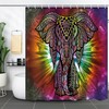 Colored Abstract Elephant Printed Shower Curtain With Waterproof Fabric