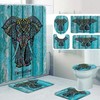 Colored Elephant Painting Waterproof Shower Curtain Set For Artistic Bathroom Decor