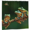 Colored Frogs And Dragonflies Printed Bathroom Shower Curtain -Resistant Grommets Holes For Nature Inspired Bathroom