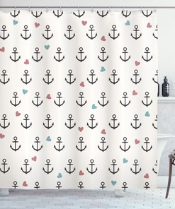 Colored Hearts Sailor Holiday Seaside Explore Joy Anchor Shower Curtain