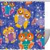 Colored Owls with Snowflakes Shower Curtain for Whimsical Winter Bathroom Decor