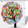 Colored Tree Flower Snowflakes Best Shower Curtains for Bathroom Decor
