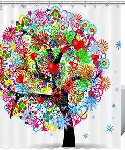 Colored Tree Flower Snowflakes Best Shower Curtains for Bathroom Decor