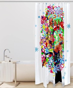 Colored Tree Flower Snowflakes Best Shower Curtains for Bathroom Decor