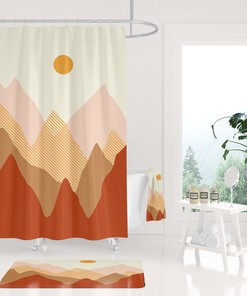 Colorful Abstract Mountain Boho Shower Curtain For Relaxing Bathroom Decor