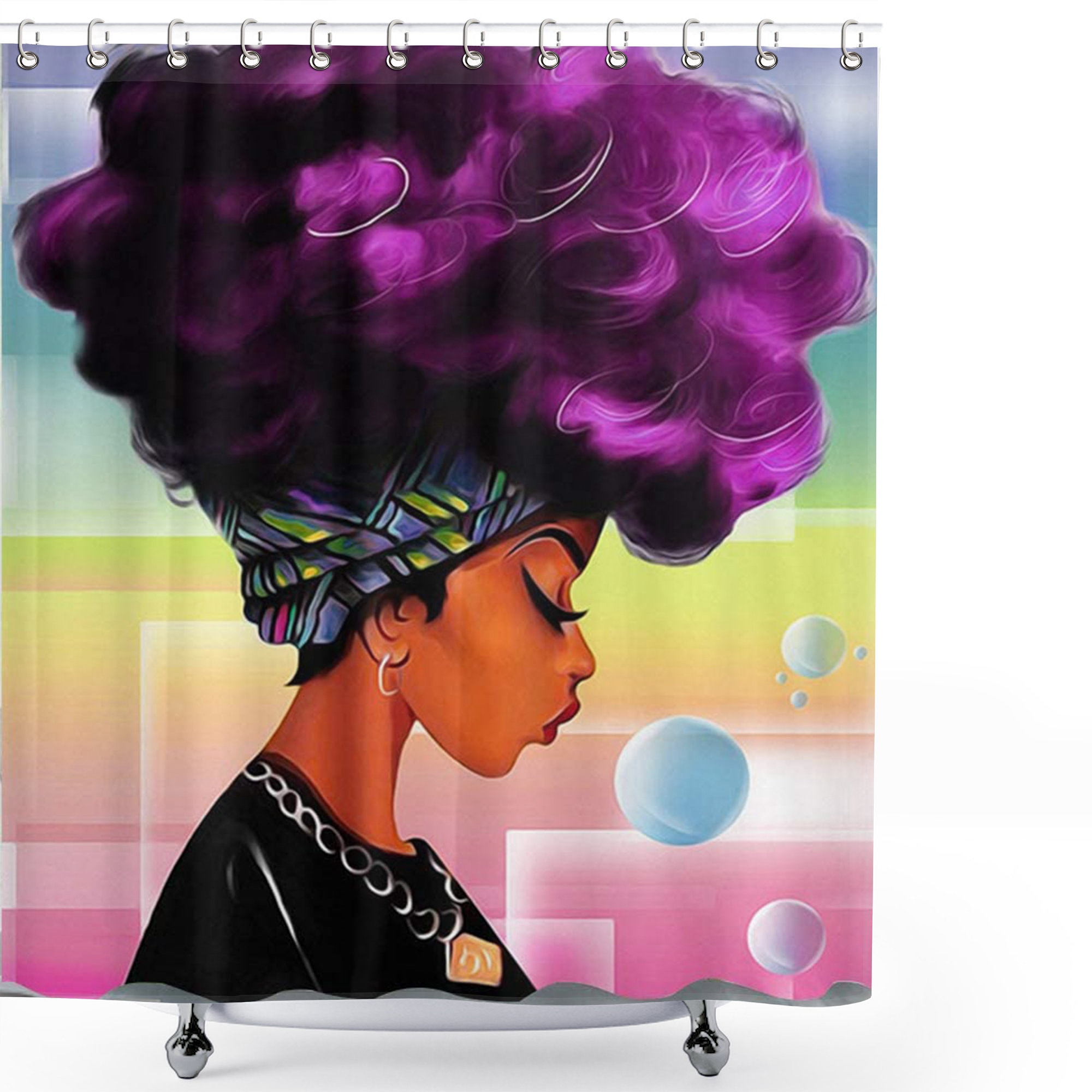 Colorful African American Stall Shower Curtain