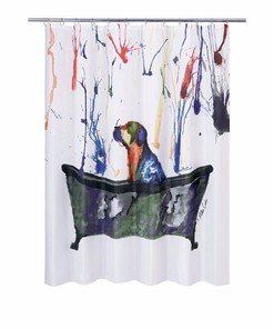 Colorful Allure Tub Dog Shower Curtain - 70Xl - Adds Fun To Any Bathroom