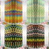 Colorful And Chic Boho Shower Curtain In Rainbow Striped Fabric For Bohemian Bathroom Decor