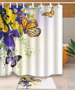Colorful And Delicate Butterfly Shower Curtain For Spring Bathroom Decor