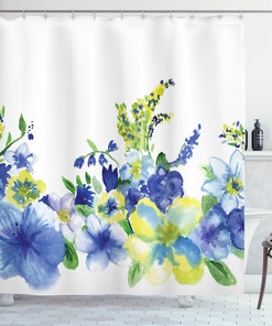 Colorful And Playful Floral Shower Curtain For A Cheerful Bathroom