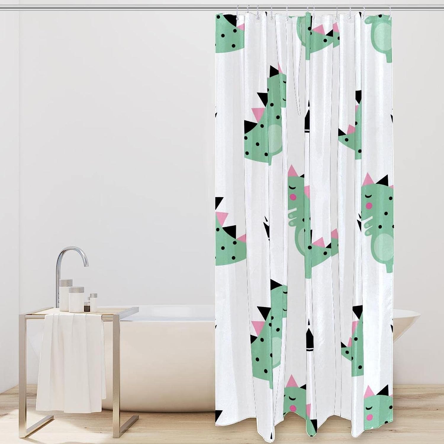 Colorful And Unique Dinosaur Shower Curtain Set - Image 2