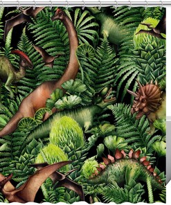 Colorful And Vibrant Dinosaur Shower Curtain With A Durable Fabric For A Long-Lasting Bathroom Decor
