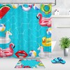 Colorful And Vibrant Swimming Flamingo Shower Curtain, Perfect Bathroom Decor For Animal Lovers