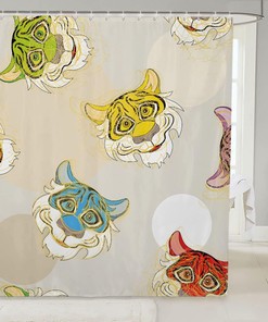 Colorful Animal Sketch Tiger Jungle Print Fabric Shower Curtain