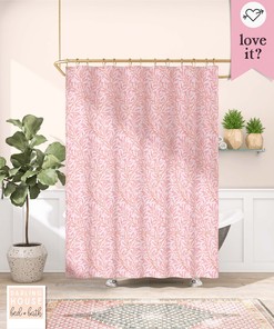 Colorful Art Nouveau Pink William Morris Botanical Shower Curtain for Boho Bathroom 