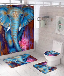 Colorful Art Print Elephant Shower Curtain African Elephant Painting Bathroom Decors For Home Bathroom