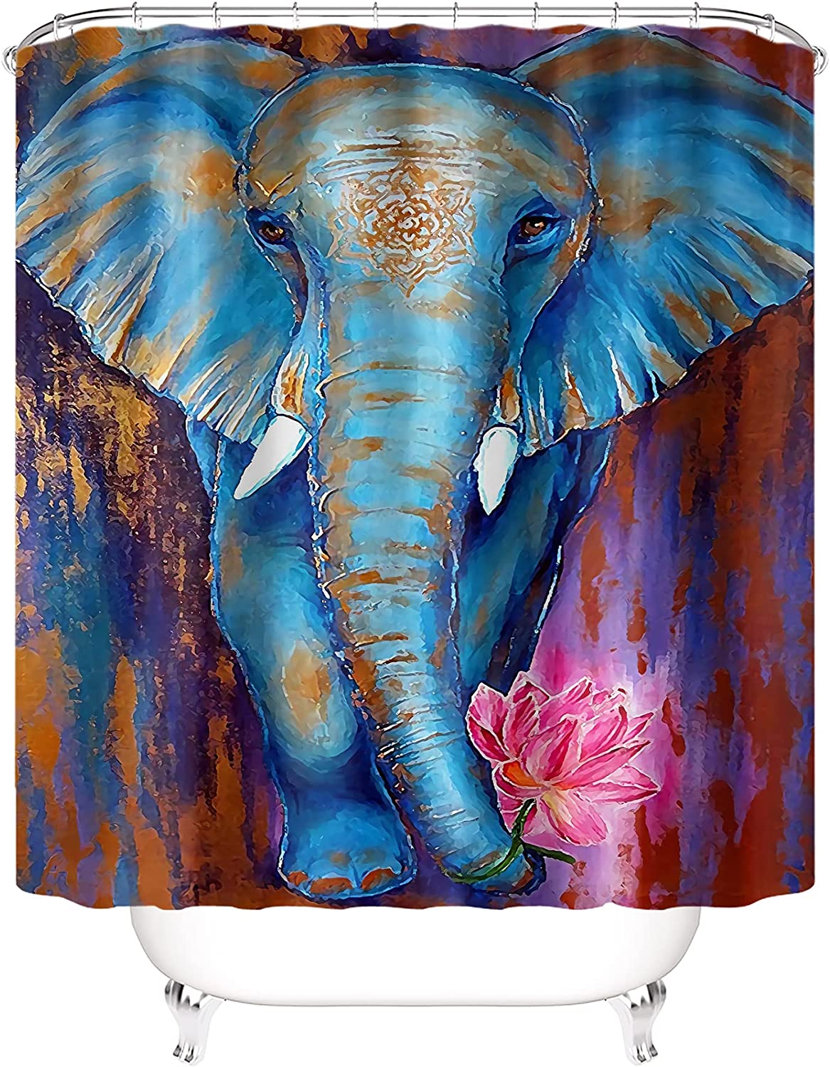 Colorful Art Print Elephant Shower Curtain African Elephant Painting Bathroom Decors For Home Bathroom - Image 2