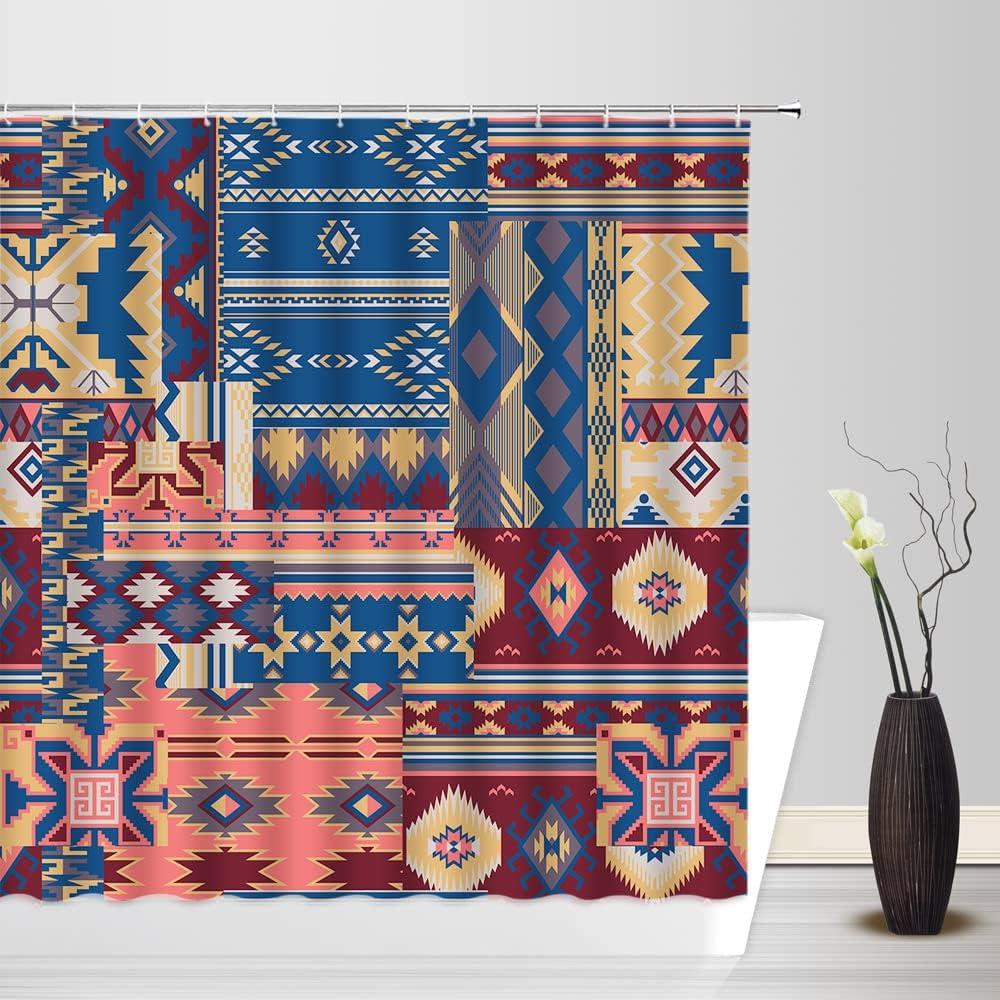 Colorful Aztec Shower Curtain With A Native American Retro Style